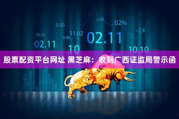 股票配资平台网址 黑芝麻：收到广西证监局警示函