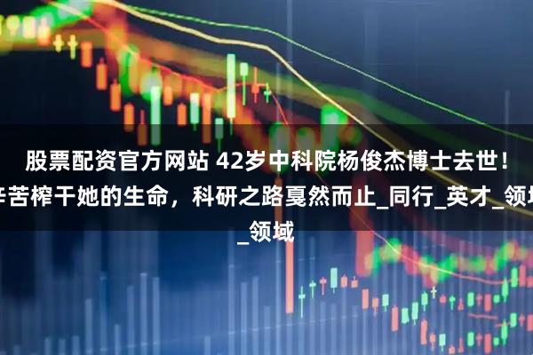 股票配资官方网站 42岁中科院杨俊杰博士去世！辛苦榨干她的生命，科研之路戛然而止_同行_英才_领域