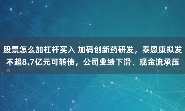 股票怎么加杠杆买入 加码创新药研发，泰恩康拟发不超8.7亿元可转债，公司业绩下滑、现金流承压